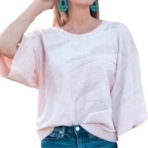 Cabi Pink Shy Boxy Pullover Knit Sweater